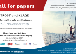 Call for Papers für die 25. Arbeitstagung des Arbeitskreises für Empirische Forschung zu Glaube, Psychotherapie und Seelsorge